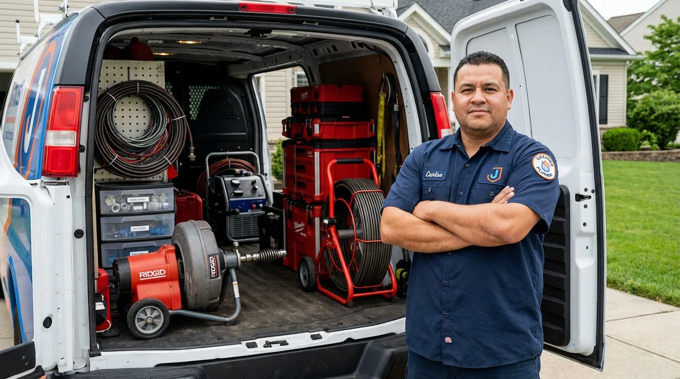 Professional drain cleaning equipment and Johns Plumbing LLC plumber in Kilgore