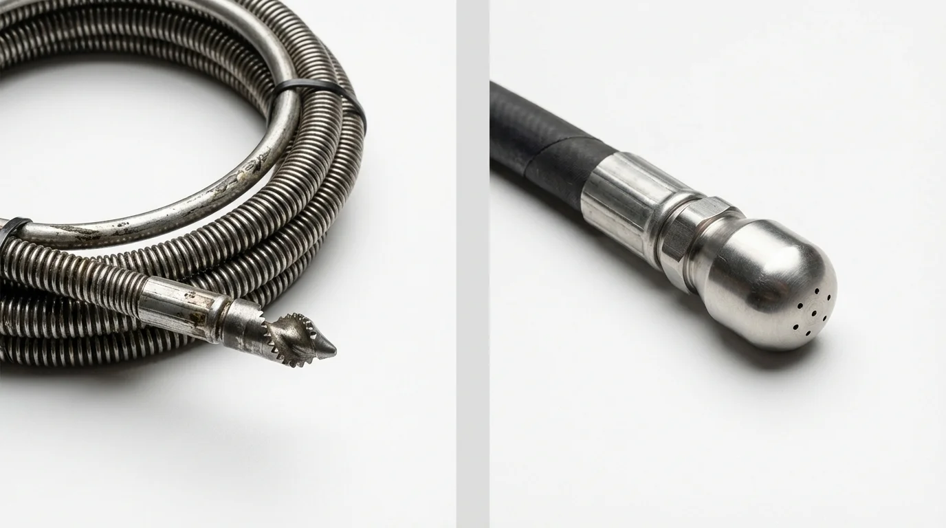 Drain snake cable and hydro jetting nozzle used for drain cleaning in Kilgore, TX