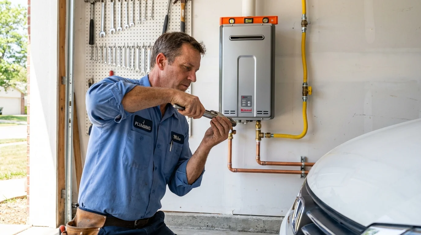 Tankless water heater installation by a Johns Plumbing LLC plumber in Kilgore